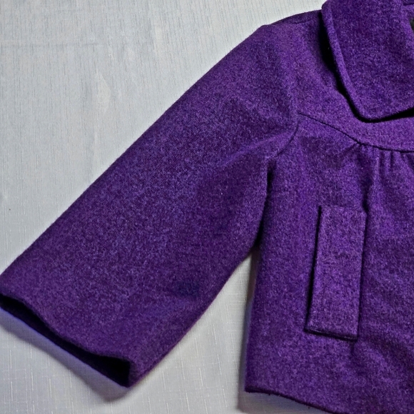 Vintage GEORGE purple ladies cropped wool blend medium coat, 3/4 sleeves - Picture 13 of 15